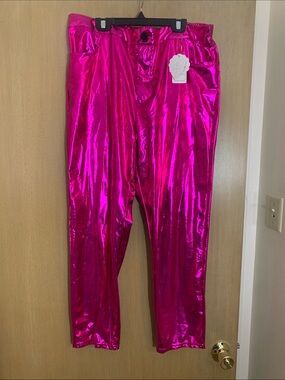 🩷SUPER SEXY PLUS SIZE 2X Shiny Metallic Magenta Leggings - Women
